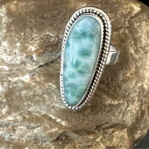 Gorgeous Blue Larimar Sterling Silver Ring Sz 7 17654